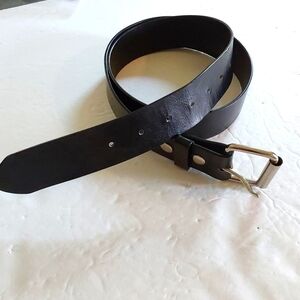 MENS Black Premium Leather BELT W/ Silver Buckle Neutral Minimalist Sz.Large
